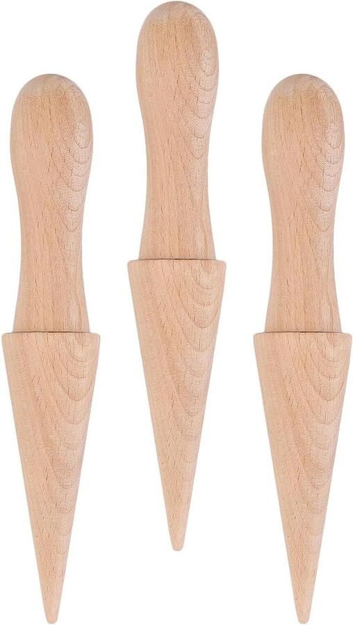 Houten IJshoorntjes Maker Krumkake Roller Waffle Horn Desserts Bakken Ergonomische Handgreep 21 cm Beige