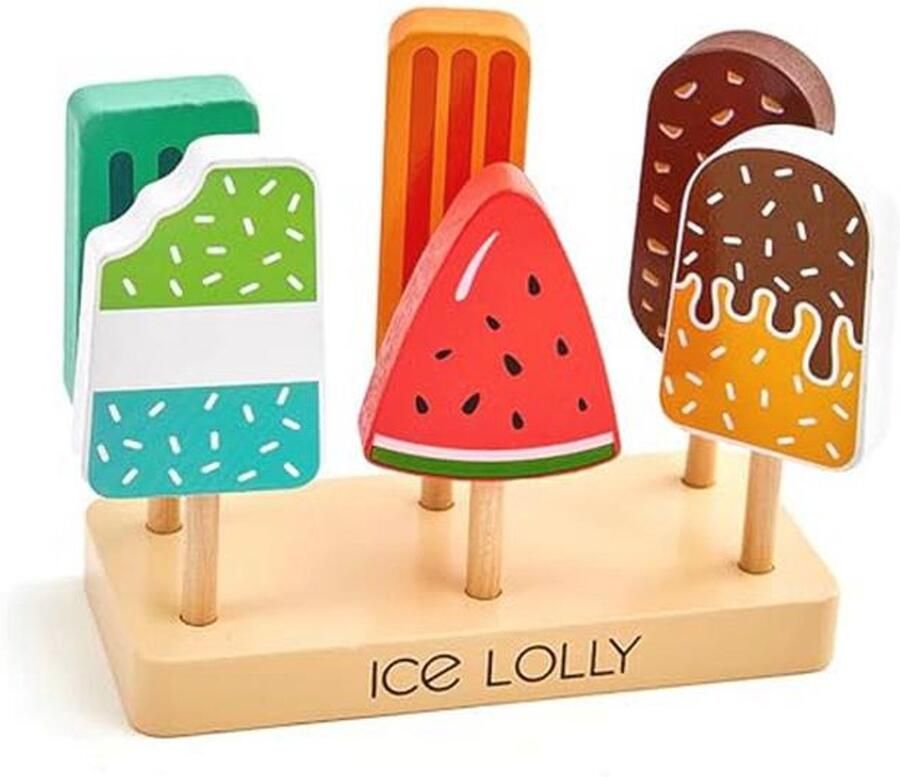 Houten IJssalon Speelgoed voor Kinderen vanaf 3 Jaar 6 Soorten IJs