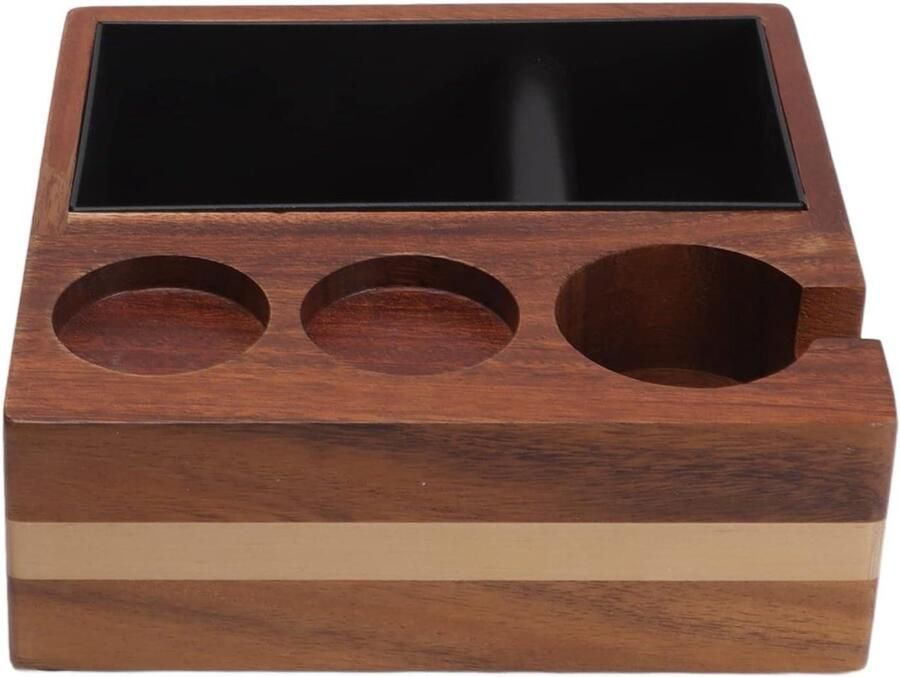Houten Koffiebeker Houder Espresso Accessoire Koffie Bereiding 4-in-1 Ontwerp 24x24x9 cm Houtkleur