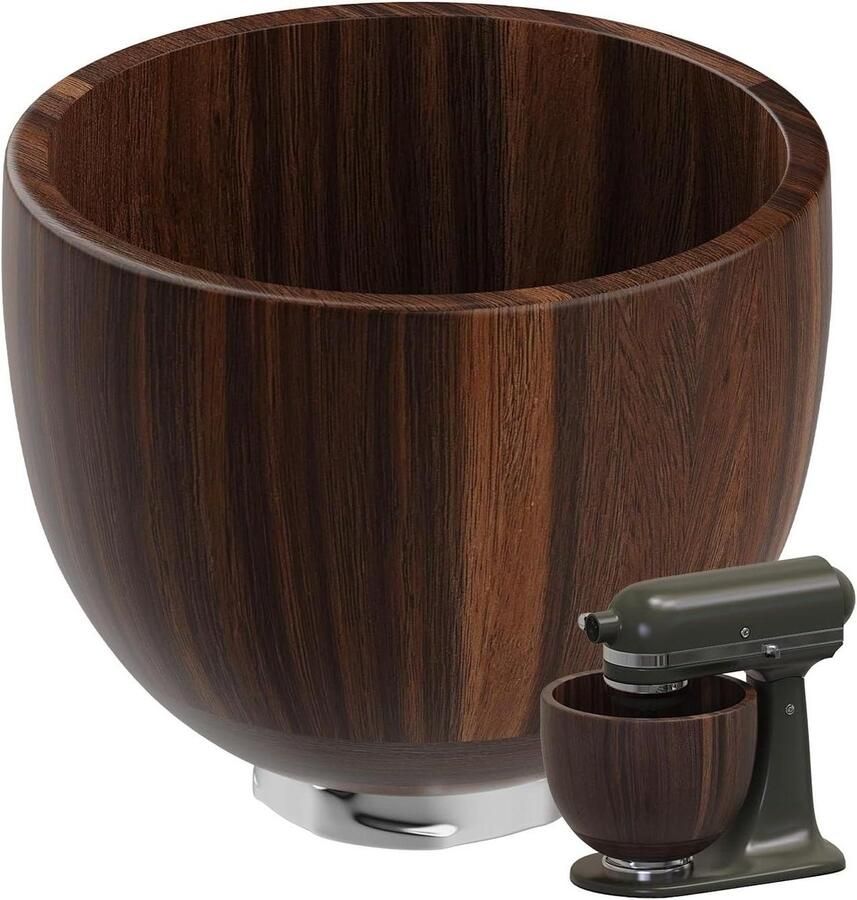 Houten Mengkom Acacia Kom Bakken en Serveren RVS Voet 5 Quart Natuurlijk Hout