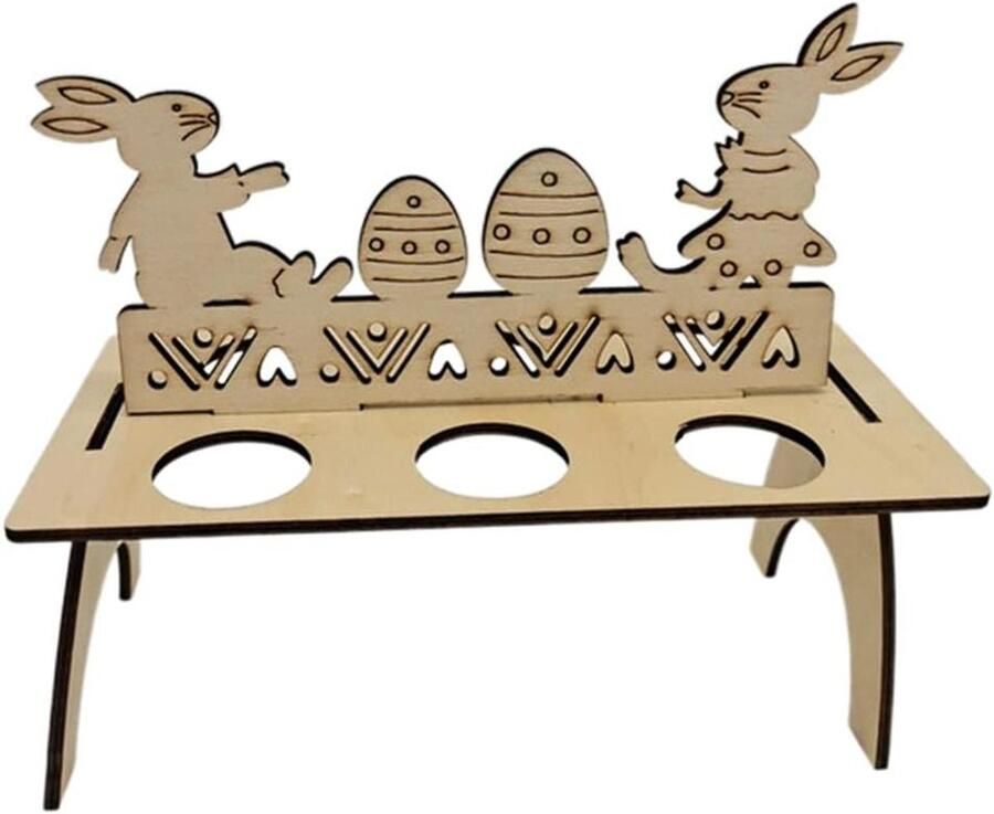 Houten Paasei Houder Eierrek Display Paasdecoratie Huis Kip en Bloemontwerp 20.3 x 10.2 x 15.8 cm
