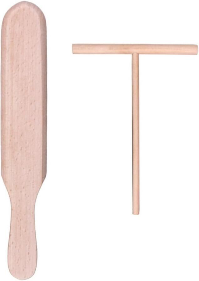 Houten Pannenkoeken Spatel en Deegverdeler Set 2 Stuks van Beukenhout voor Perfecte Pannenkoeken en Crêpes