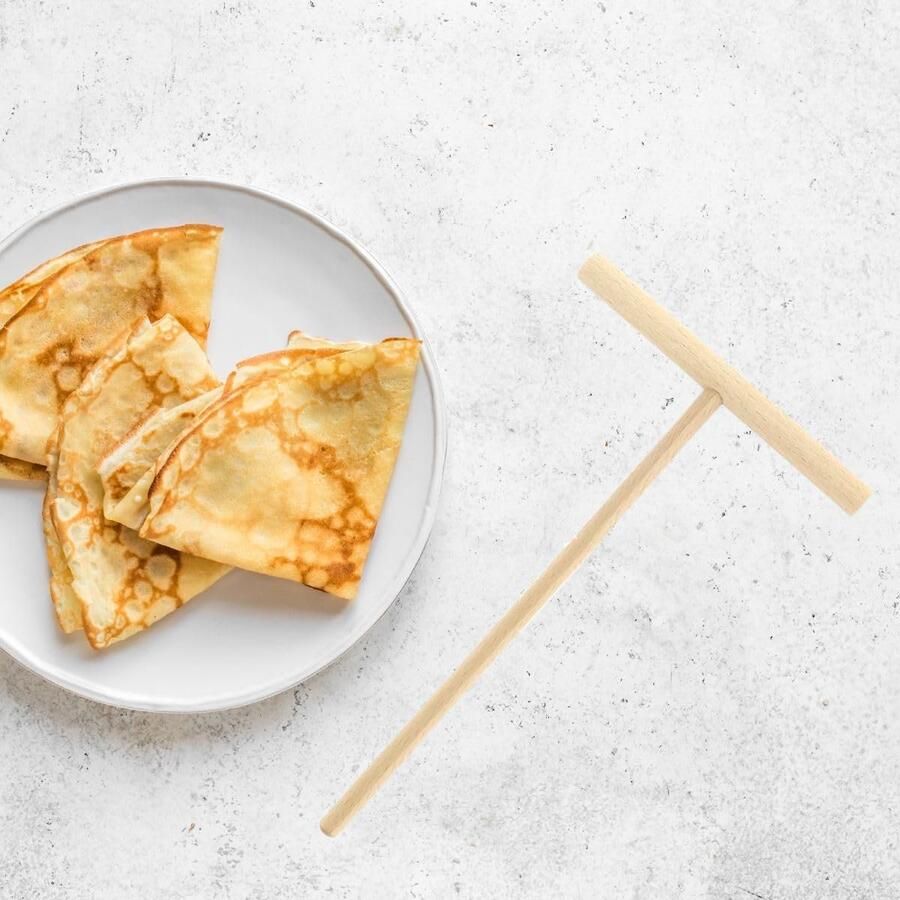 Houten Pannenkoekenschraper en Crêpe Verdeelmes 20x12 cm