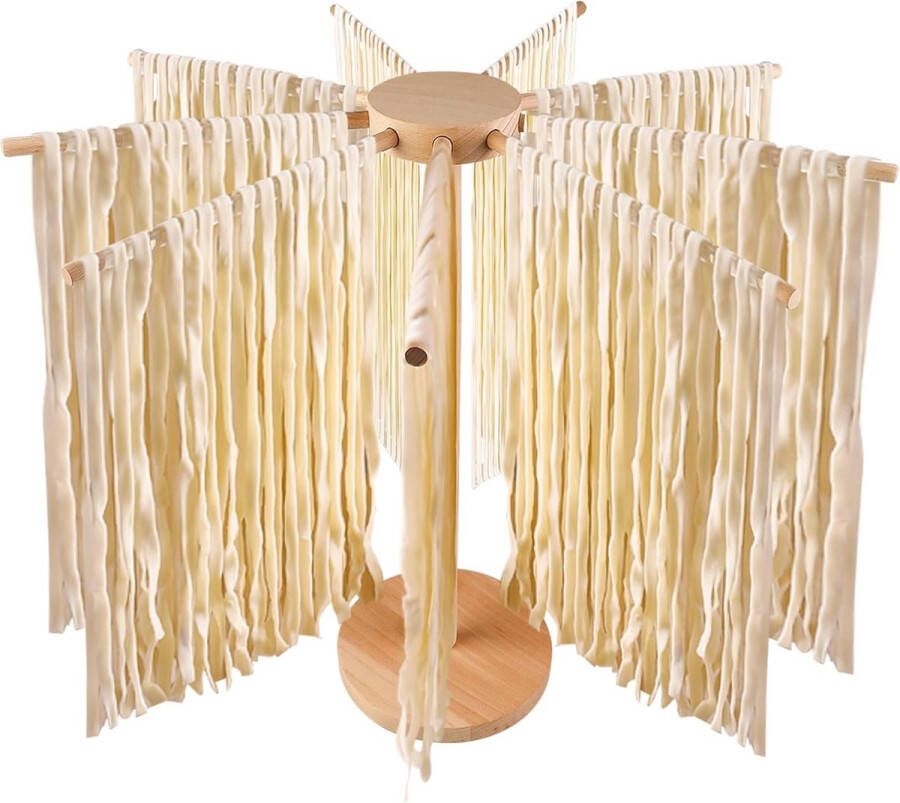 Houten pasta droger met 9 afneembare armen Opvouwbare en herbruikbare spaghettidroger voor zelfgemaakte pasta