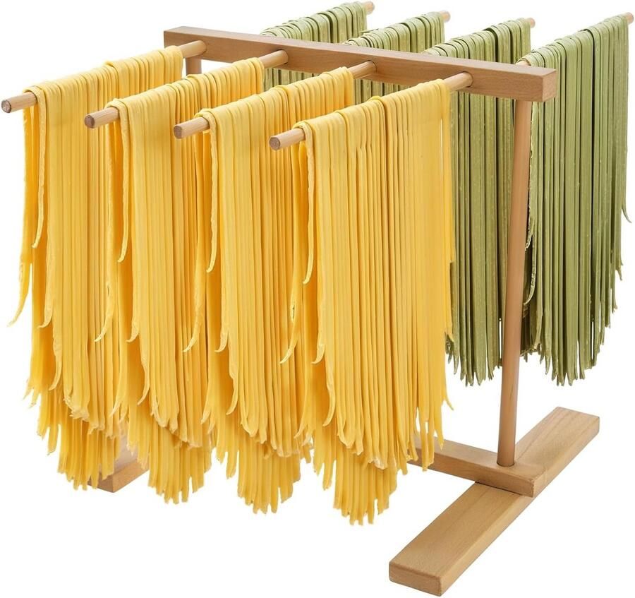 Houten Pastadroger met 8 Afneembare Arm voor Spaghetti en Verse Pasta