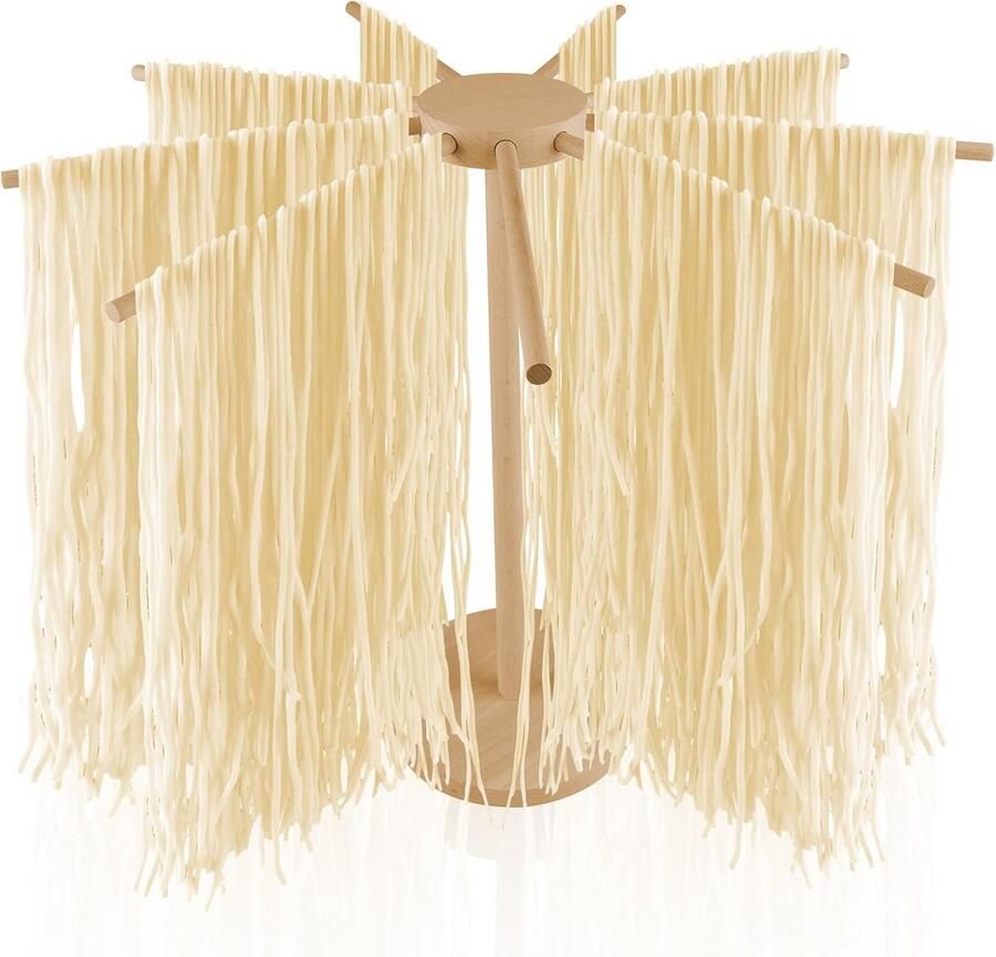 Houten Pastadroger met 9 Armen Standaard voor Zelfgemaakte Pasta Drogen tot 4.5 kg
