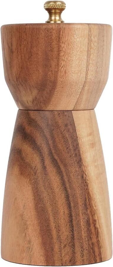 Houten Pepermolen met Verstelbare RVS Maalwerk 14 cm Hoog