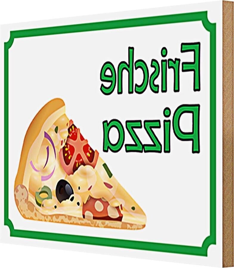Houten Pizza Bord Decoratie Keuken Gezellige Sfeer UV Print Kwaliteit 40x30 cm Multicolor