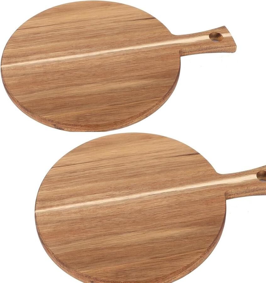 Houten Pizza Borden Set van 2 Ideaal voor Pizza Taart Brood en Kaas Rond 30 cm Multifunctionele Keukenaccessoires