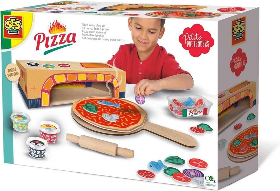 Houten Pizza Speelgoed Set met Pizzabodem en Ingrediënten