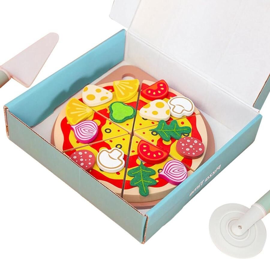 Houten Pizza Speelset Keuken Speelgoed Rollenspel Kind Educatie Gladde Houten Componenten