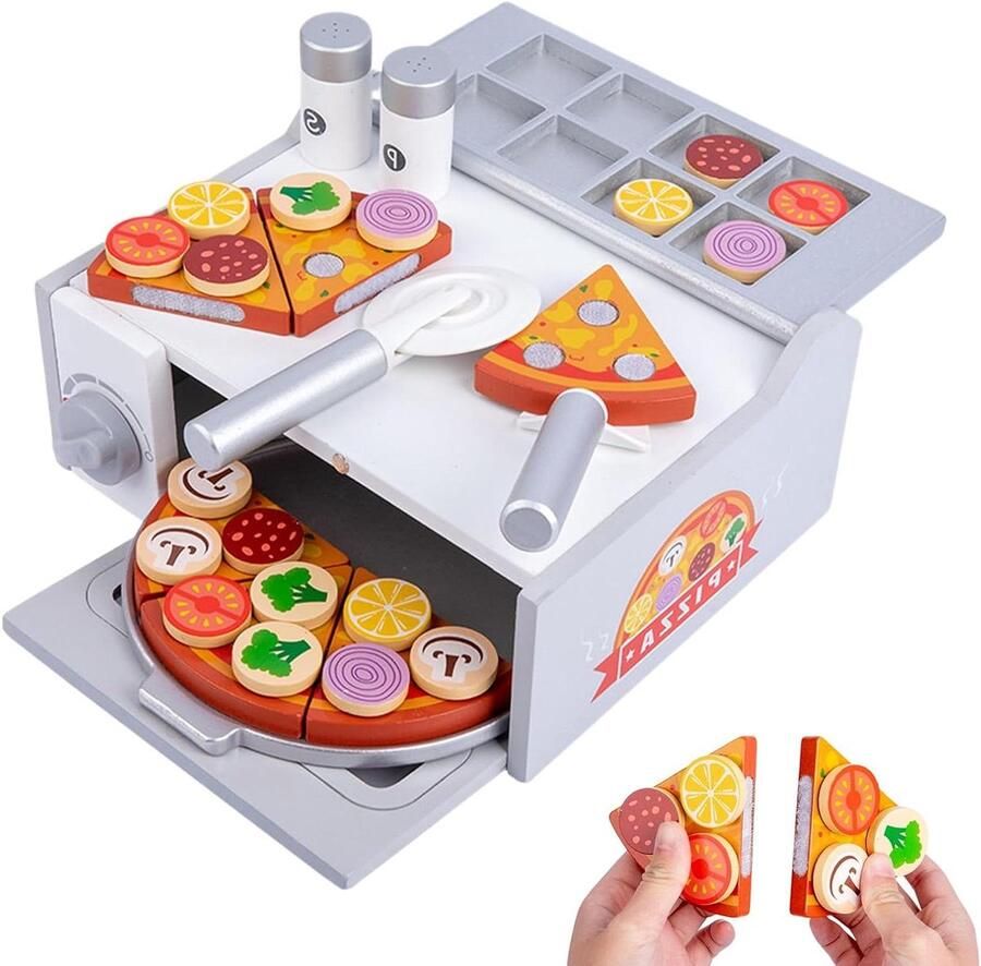 Houten Pizza Speelset Kinder Keuken Speelgoed Leren en Spelen Interactieve Pizzabereiding