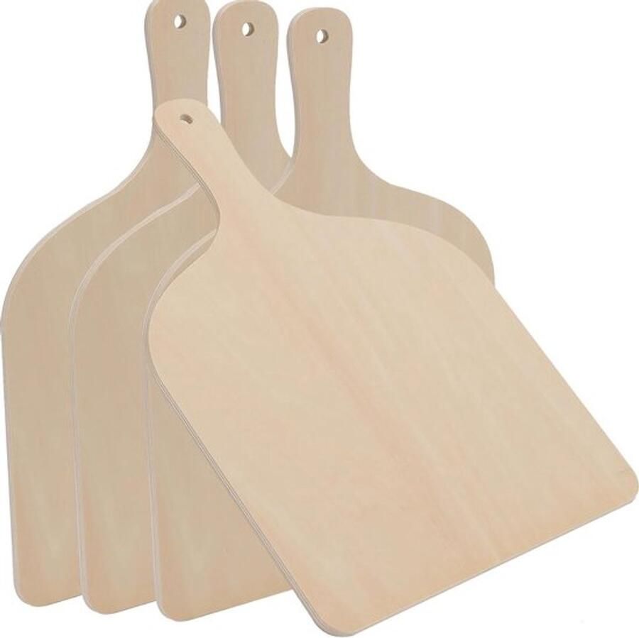 Houten Pizza Spelset van 4 Stukken Multifunctionele Serveerschaal voor Fruit Brood en Taart Geschikt voor Oven en Grill