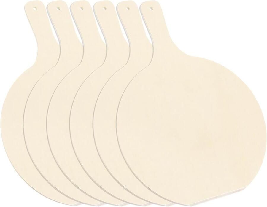 Houten Pizzaschalen Set van 6 Ronde Pizzaschuiven met Handvat voor Keuken en Serveerplank