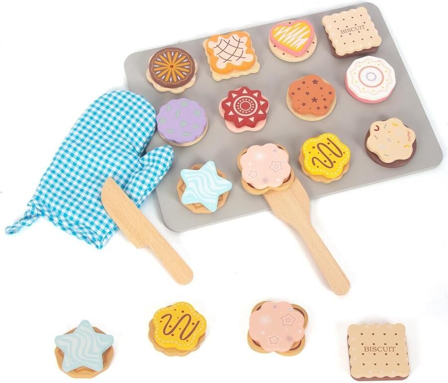 Houten Pizzaset Kinderkeuken Speelgoed Rollenspel Leren Duurzaam Hout Materiaal 27.9 x 20.3 cm