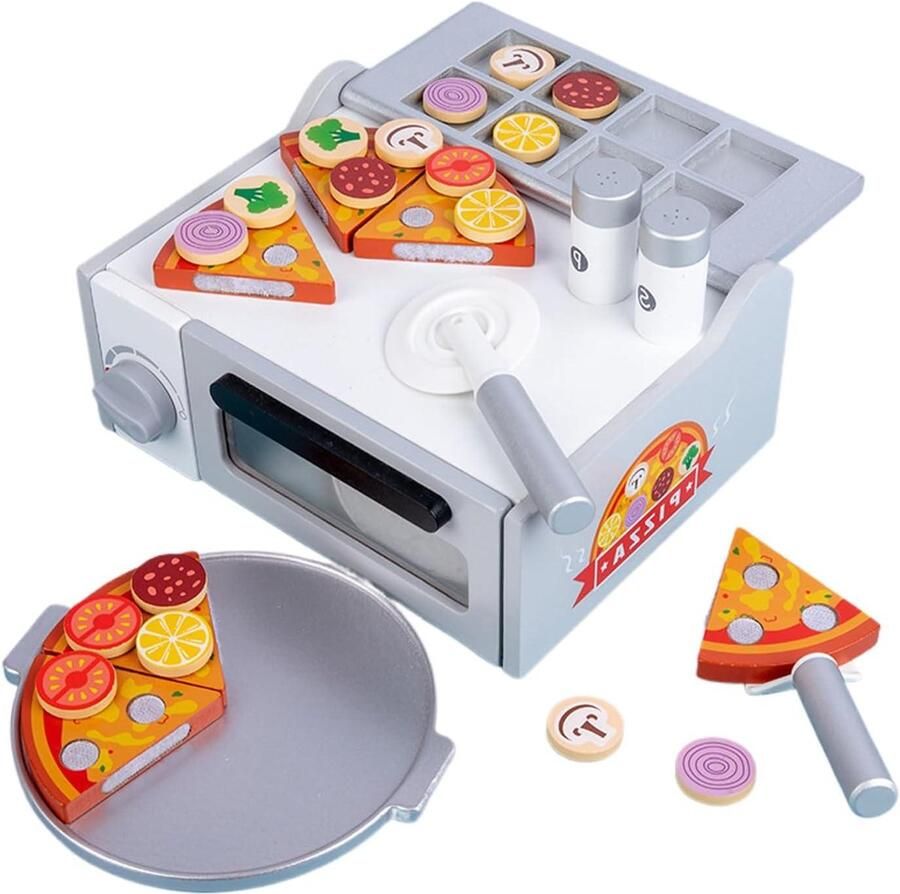 Houten Pizzaset Speelgoed Keuken Rollenspel Veilig Hout 26 x 225 x 12 cm Multicolor