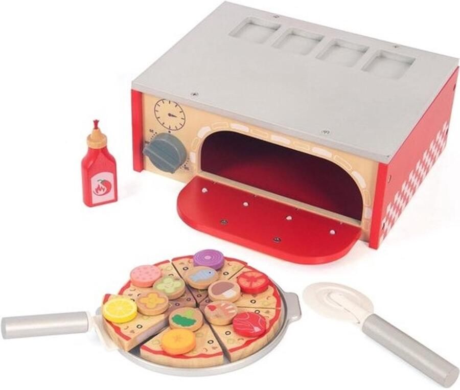 Houten pizzaspelset Keukenspeelgoed en eten Kinderspelletjes Realistisch speelgoed 25 cm Multicolor