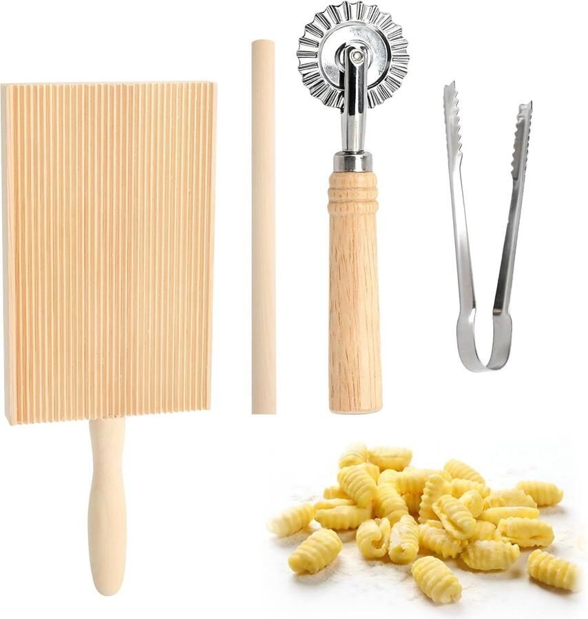 Houten plankenset met deegsnijder spätzleplank met schraper pastameplank en ravioli roller voor zelfgemaakte pasta accessoires voor keuken en doe-het-zelf pasta zelf maken