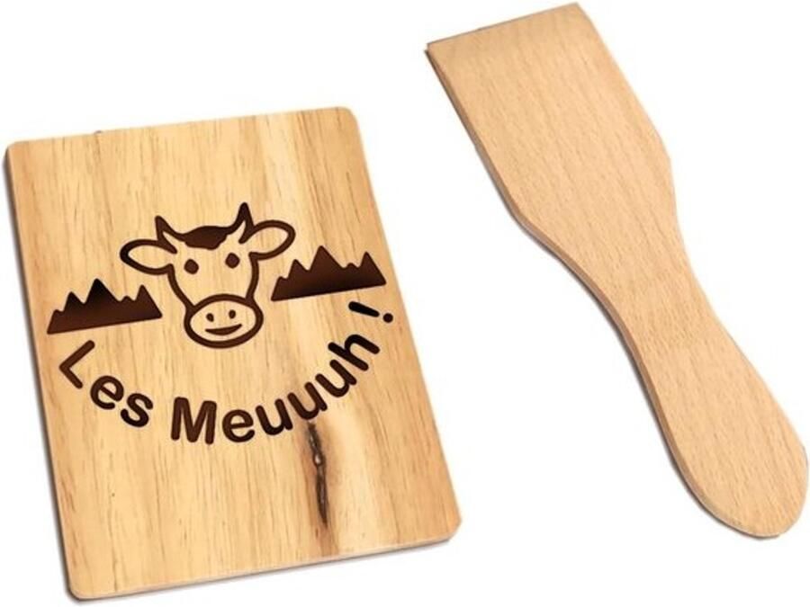 Houten raclette set voor 4 personen 8-delig met spatels en planken