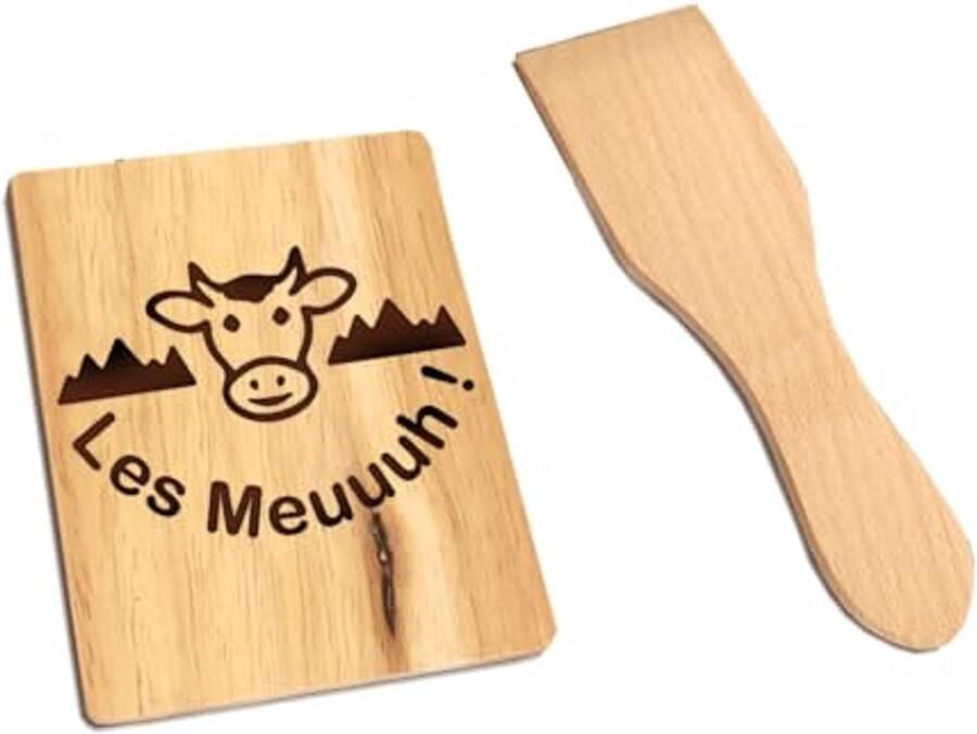 Houten Raclette Set voor 4 Personen 8-delig met Spatels en Planken