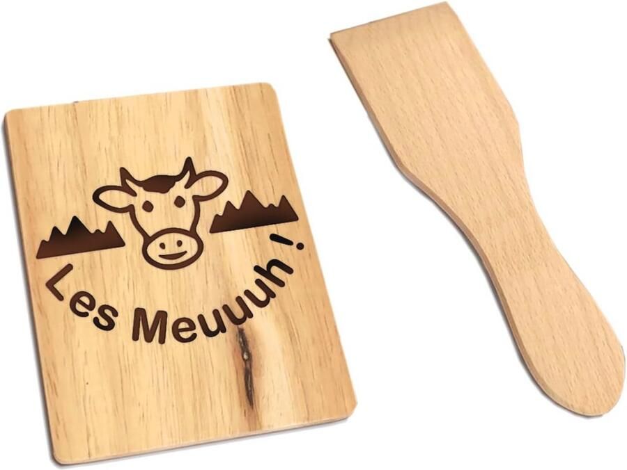 Houten Raclette Set voor 4 Personen 8-delig met Spatels en Planken