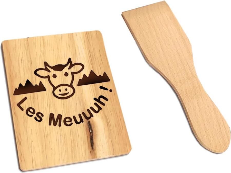 Houten Raclette Set voor 4 Personen 8-delig met Spatels en Planken