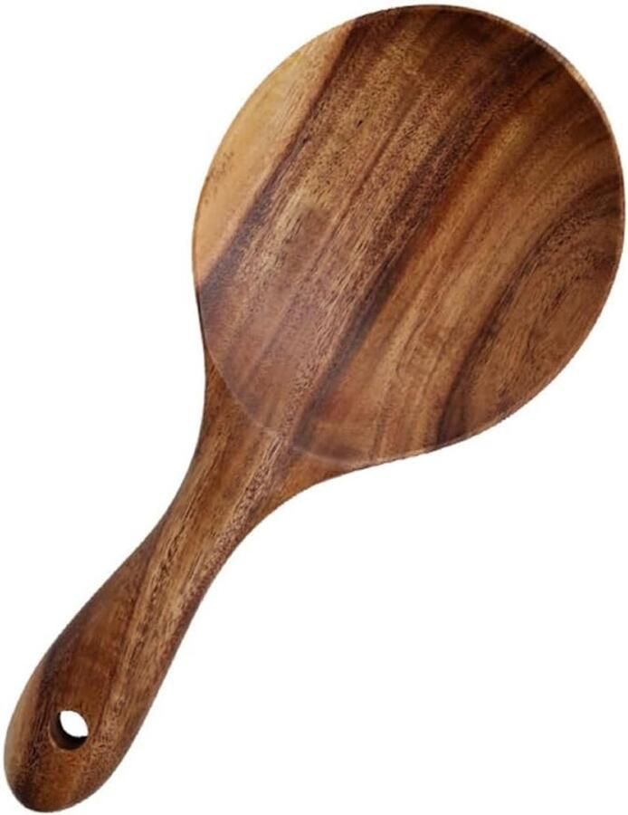 Houten Rijstlepel Natuurlijke Lepel Rijst Koken Niet-klevend Oppervlak Ergonomisch Handvat Houtkleur