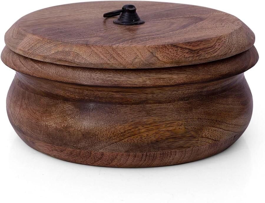 Houten Roti Houder Broodtrommel Chapatis Warme Broodjes Serveren Handgemaakt Hout 22 x 22 x 10 cm