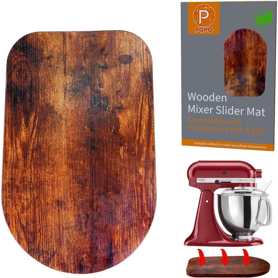 Houten Schuifmat voor KitchenAid Mixer Inclusief Siliconen Keukengereedschap Geschikt voor 4 5 5 Qt