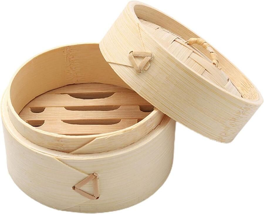 Houten Stoommand Enkellaags Ontwerp Dim Sum Bereiden Natuurlijk Houtmateriaal 10x10x4cm Houtkleur