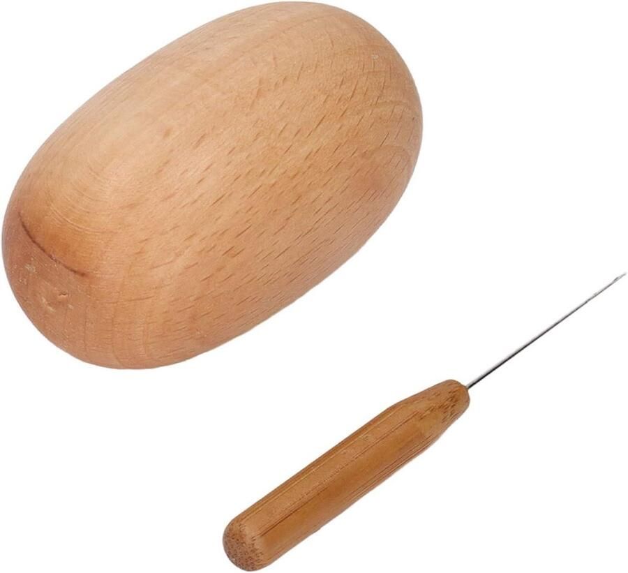 Houten Stop-ei Repareerhulpmiddel Breiwerk Sokken Repareren Ergonomisch Ontwerp Ca. 6 cm Houtkleur