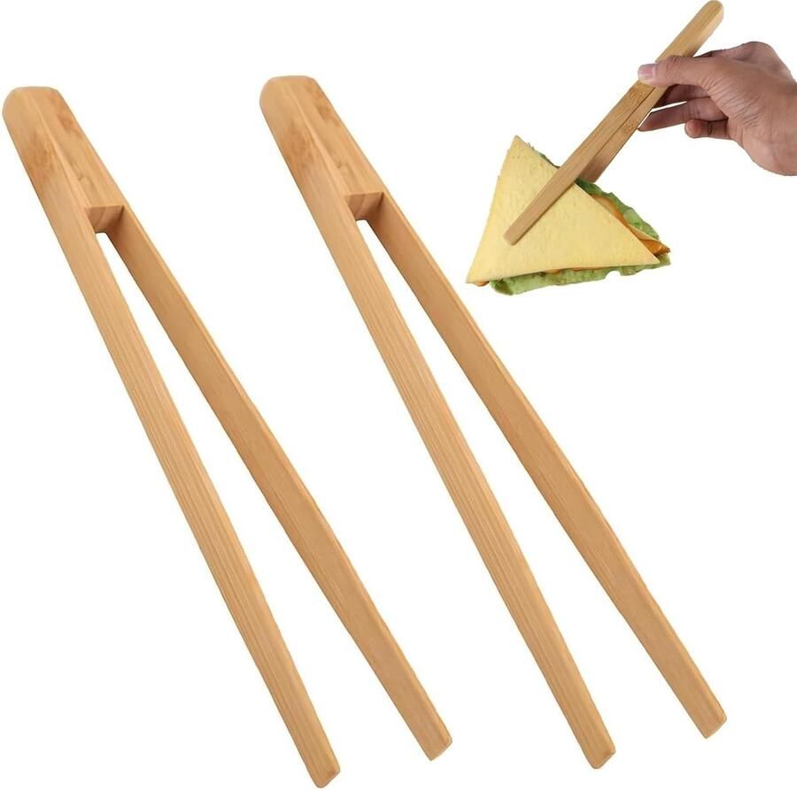 Houten Tangen 25 cm voor Broodrooster Grillen en Voedsel Ideaal voor Komkommers en Snacks