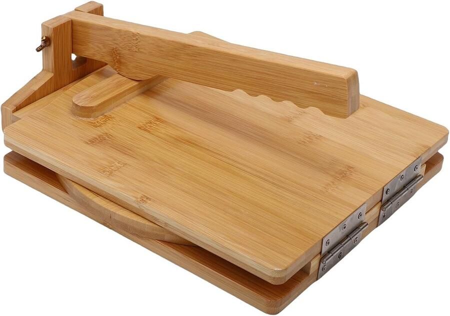 Houten Tortillapers Deegpers Maïs Zelf Tortilla's Maken Draaibare Maker 10 Inch Diameter Natuurlijk Hout