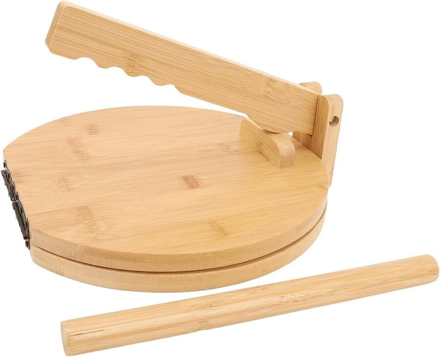 Houten Tortillapers Deegpers Tortilla Maker Zelfgemaakte Tortilla's Inclusief 50 Perkamentpapier 28 x 27 x 7 cm