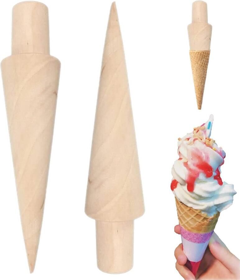Houten Wafel Cone Roller 2 Stuks Wafelvormers voor DIY Wafels en IJsexplosies