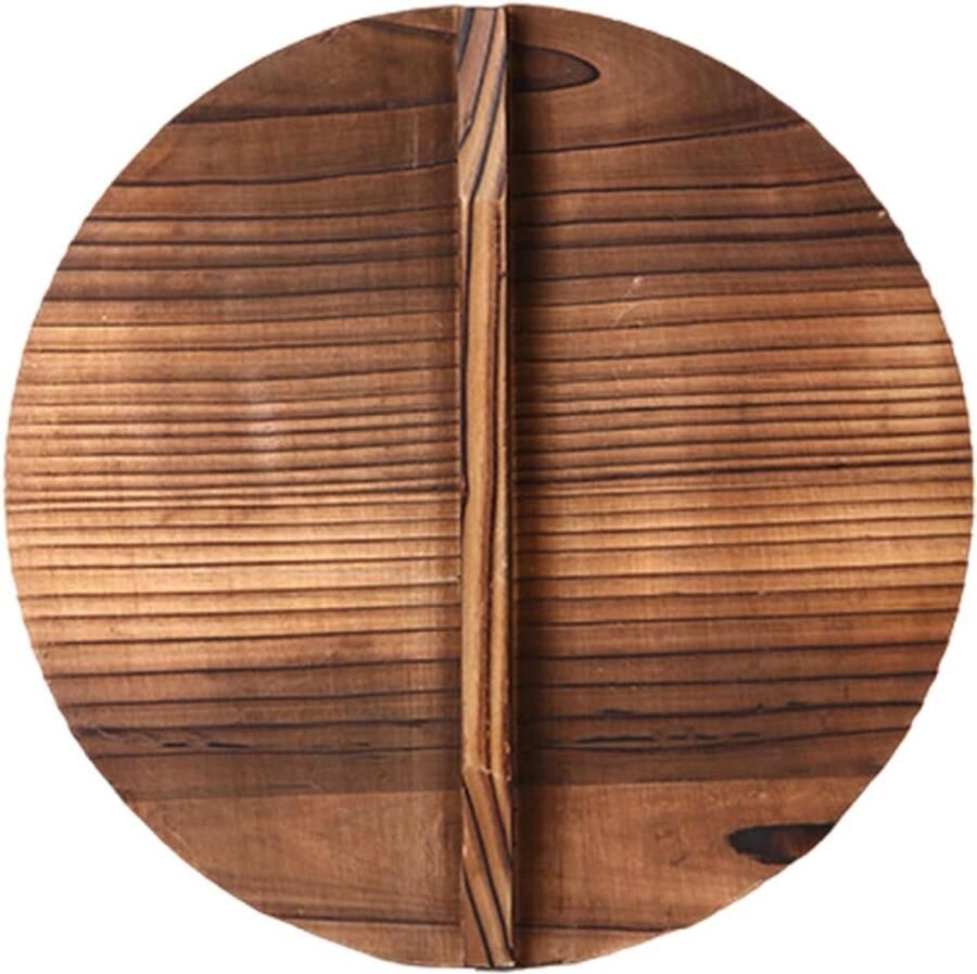 Houten Wok Deksel Koekenpan Cover Koken en Bakken Morsbestendige Pasvorm 35x35 cm Natuurlijk Hout