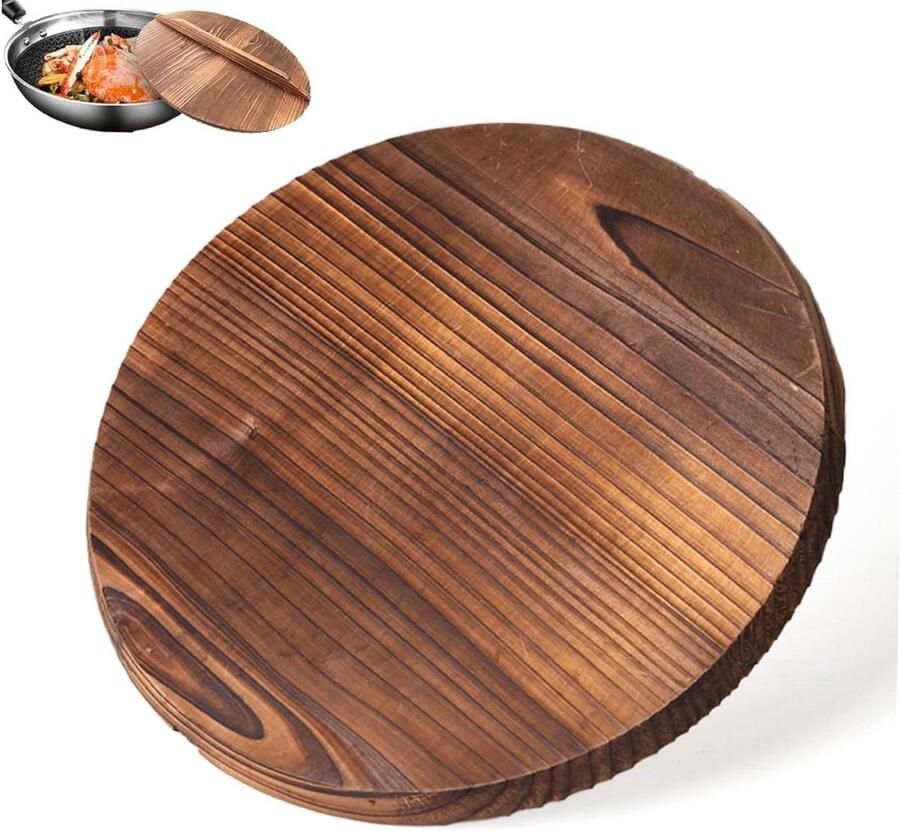 Houten Wokdeksel Koekenpan Deksel Koken Anti-mors Ontwerp 30 cm Hout