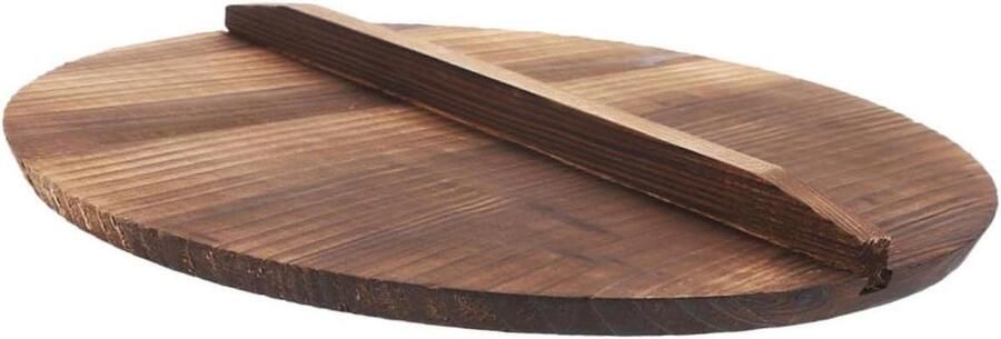 Houten Wokdeksel Pan afdekking Koken en braden Natuurlijk materiaal 29 cm diameter Natuurlijk hout