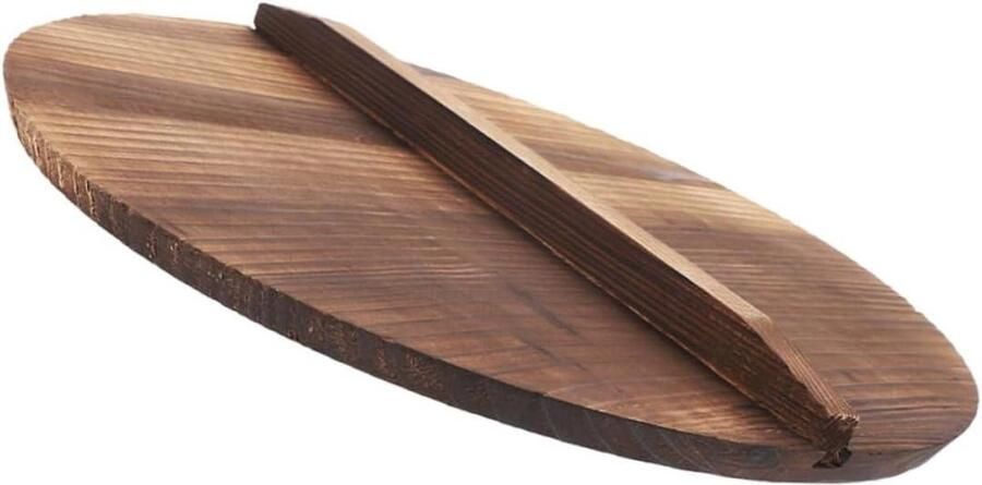 Houten Wokdeksel Pan Deksel Gelijkmatig Koken Natuurlijk Hout 29 cm Multicolor
