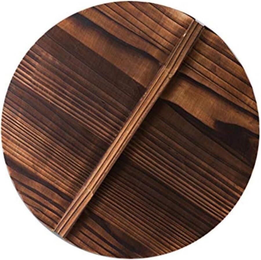 Houten Wokdeksel Pan Deksel Koken met Stoom Groot Handvat 26 cm Natuurlijk