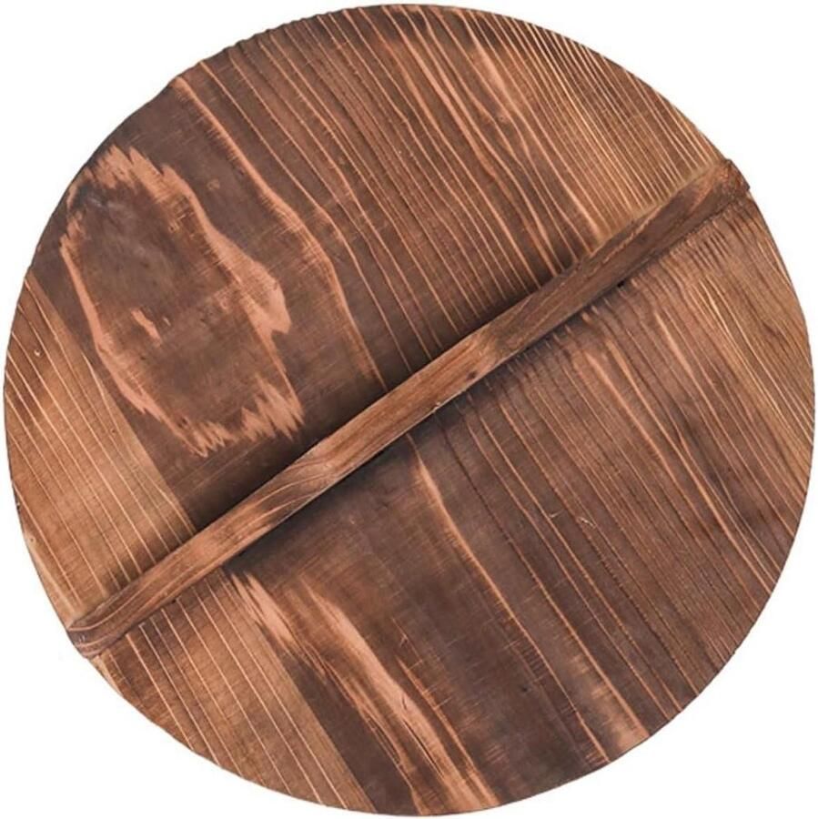 Houten Wokdeksel Kookdeksel Pan Roerbakken Koken Natuurlijk Hout Materiaal 32 cm Gecarboniseerd
