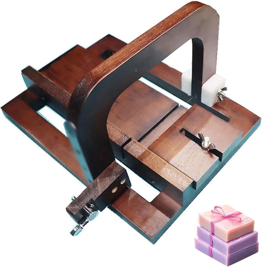 Houten Zeepsnijder Draadsnijder Zeep Maken Verstelbare Dikte 34 x 25 x 9.5 cm Houtkleur