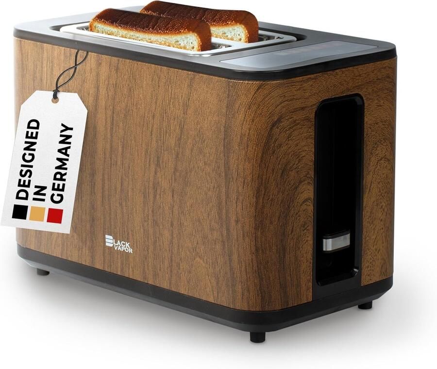 Houtlook Broodrooster met Touchscreen en Display 4-in-1 Multifunctioneel Design voor 2 Sneetjes