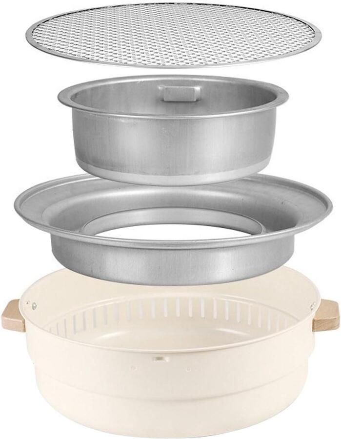 Houtskool Barbecue Draagbare Grill Buiten Koken Antiaanbak Grillplaat 32 Cm Zwart