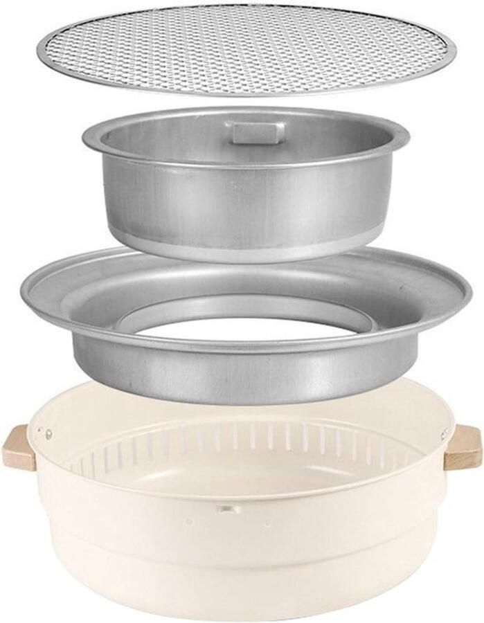 Houtskool Barbecue Draagbare Grillplaat Buiten Koken Met Antiaanbaklaag 32 cm Zwart