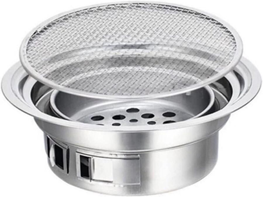 Houtskool Barbecue Grill Ronde Grill Outdoor Koken Gelijkmatige Warmteverdeling 3-5 Personen Zilver