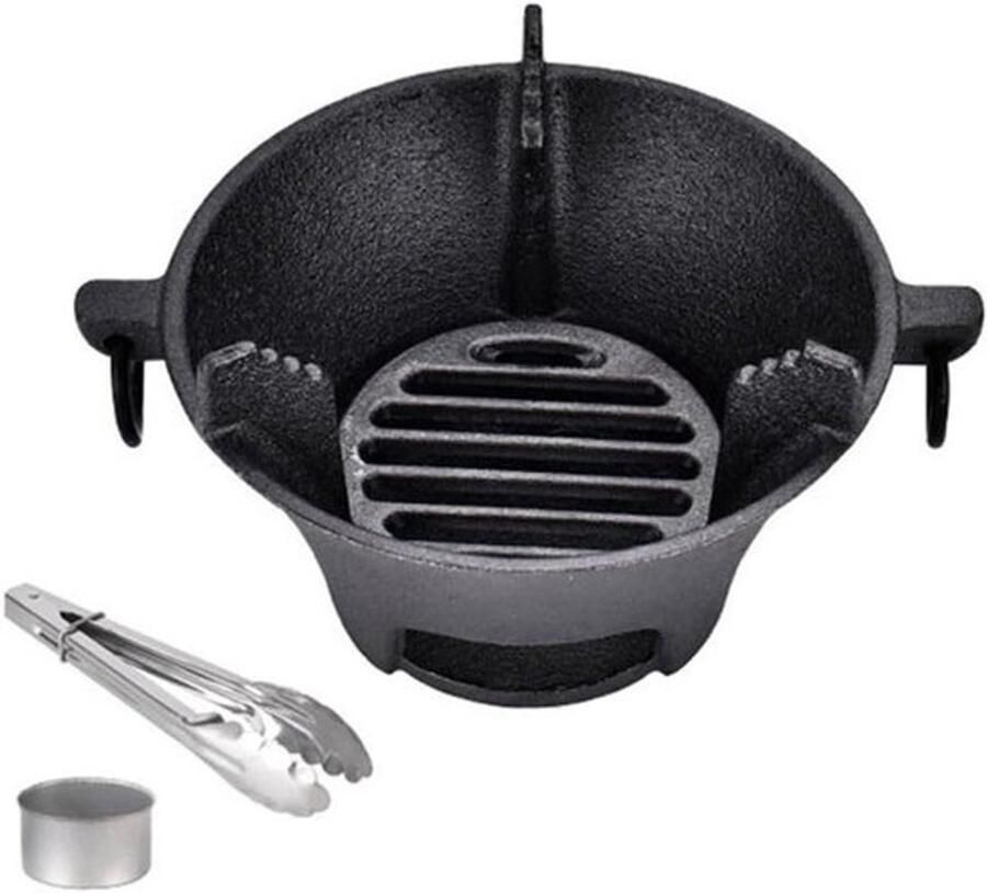 Houtskool Fornuis Draagbare Grill Buiten Koken Gietijzer Ontwerp 16cm Zwart