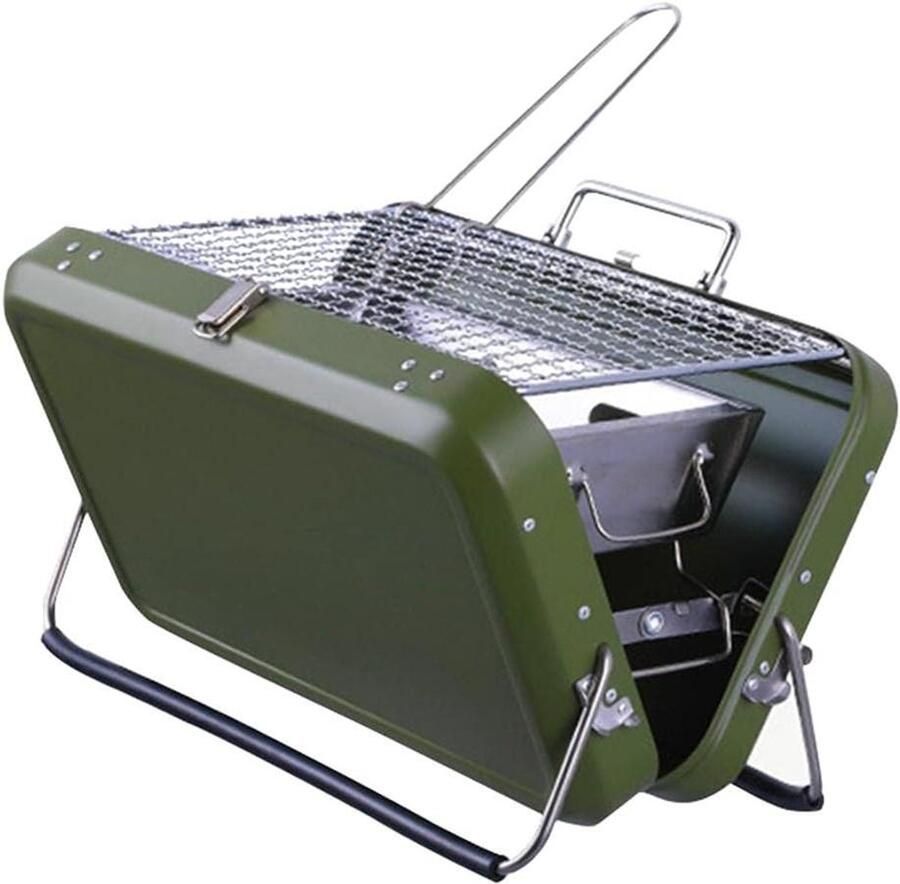 Houtskool Grill Barbecue Oven Buiten Koken Verwijderbaar Ontwerp 25.5 x 16 cm Zilverkleurig