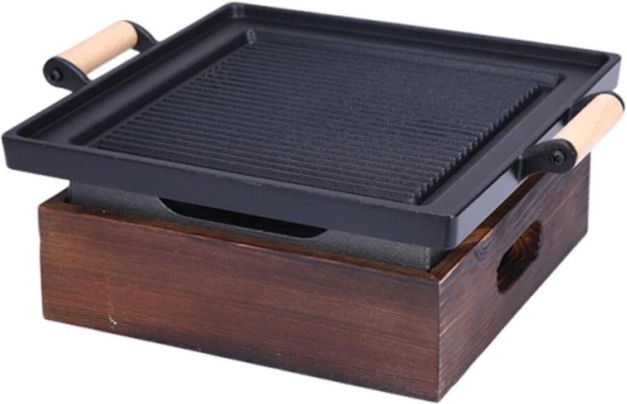 Houtskool Grill BBQ Grill Yakiniku Buiten Koken Snelle Gelijkmatige Verwarming 18x18x9.5cm Zwart