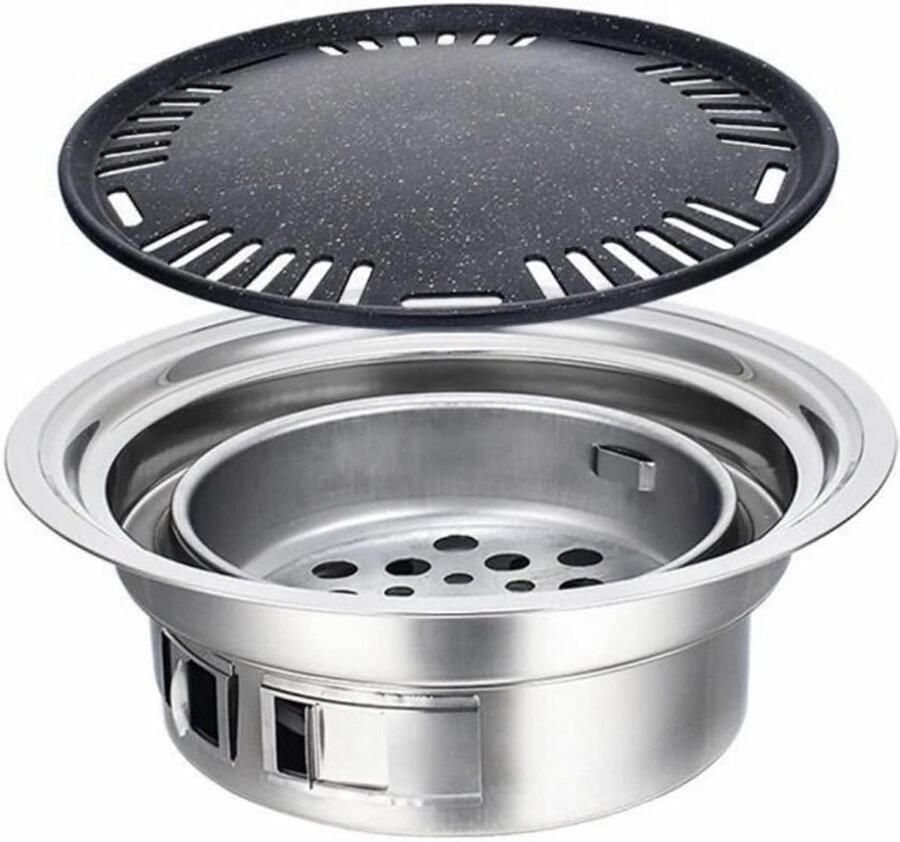 Houtskool Grill Buiten Barbecue Gezellig Buiten Koken Gelijkmatige Hitte 3-5 Personen Zilver